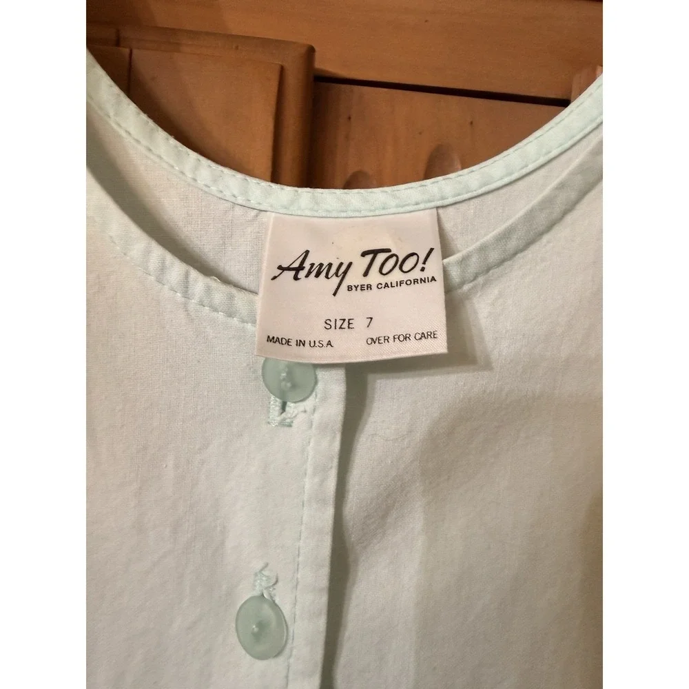 VTG 80s Amy Too!‎ Byer Girls Mint Green Summer Party Dress USA Drop Waist Sz 7